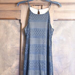 A'GACI Slip Dress - Nude base with black lace overlay - Size L/Grande